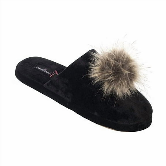 Cuddl Duds Women's Velour Scuff Slippers S Black