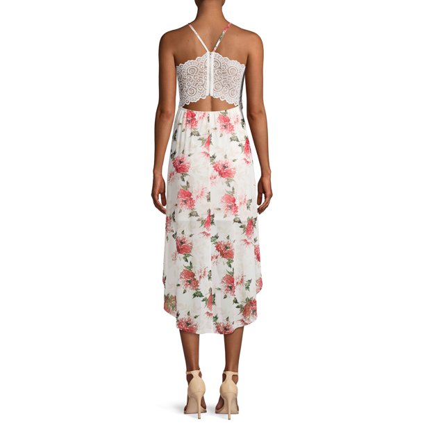 No Boundaries Lace Back Print Dress - Walmart Business Supplies