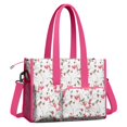 thumbnail image 2 of Teacher Tote Bag,Pioneer Flower Floral Print Pattern Teacher Utility Tote Bag,Large Work Tote Bags for Women with Multiple Pockets,Top Zipper Closure,13.8x10.6x6.7 Inch, 2 of 5