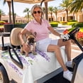 thumbnail image 3 of Golf Cart Seat Covers for 2 Seater,Purple Green Leaf Microfiber Cart Seat Towel Blanket,Spring Watercolor Botanical Flower Absorbent Breathable Non Slip Bench Seats Protector for Golf Course 51"x31", 3 of 9