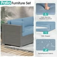 thumbnail image 4 of SOLAURA 7-Piece Patio furniture Outdoor  Sofa Set, Gray Wicker Rattan  Sectionals Light Blue Cushion Sofa Conversation Set with Glass Coffee Table, 4 of 7