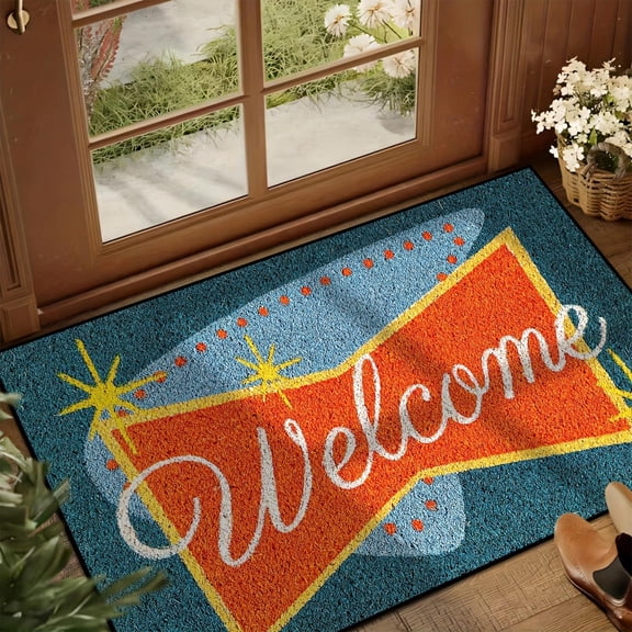 OCCOA Colorful Welcome Mat, 16x 24 Inch Front Doormat for Home Entrance Outdoors Mat for Outside Entry Way Doormat, Heavy Duty Non Slip Rubber Back Low Profile,A