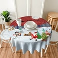 thumbnail image 5 of Christmas Tablecloth, Snowman Winter Tablecloth Round 60 Inch, Tree Santa Sleigh Gifts Moon Snow Table Cloth Farmhouse Red Tablecloths for Picnic Party Outdoor Dining Room Christmas Decorations, 5 of 5
