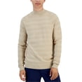thumbnail image 1 of Alfani Mens Textured Stripe Mock Neck Pullover Sweater, Beige, XX-Large, 1 of 1