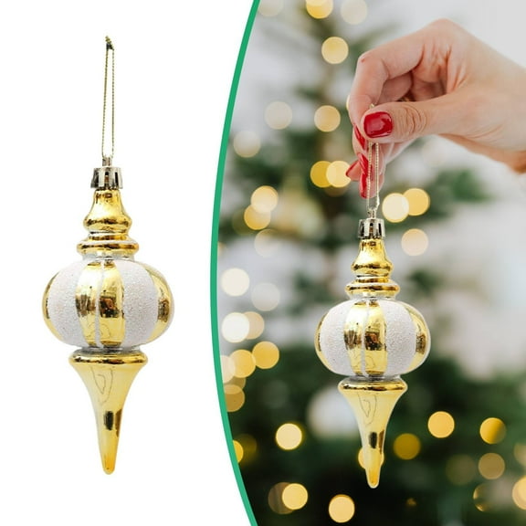 PLJFXXM 4 Pcs 5" Christmas Ball Ornaments - Shatterproof Christmas Tree Finial Drop Decorations for Holiday Tree - Gold & White Big Hanging Balls