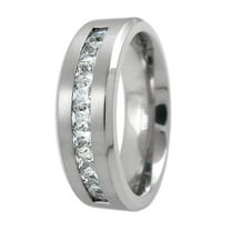 Men's 2Ct Princess Cut Natural Moissanite Diamond Ring in 14K White Gold Plated