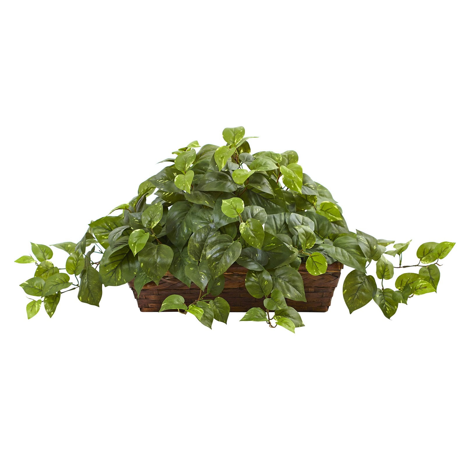 Nearly Natural Pothos Silk Plant with Ledge Basket
