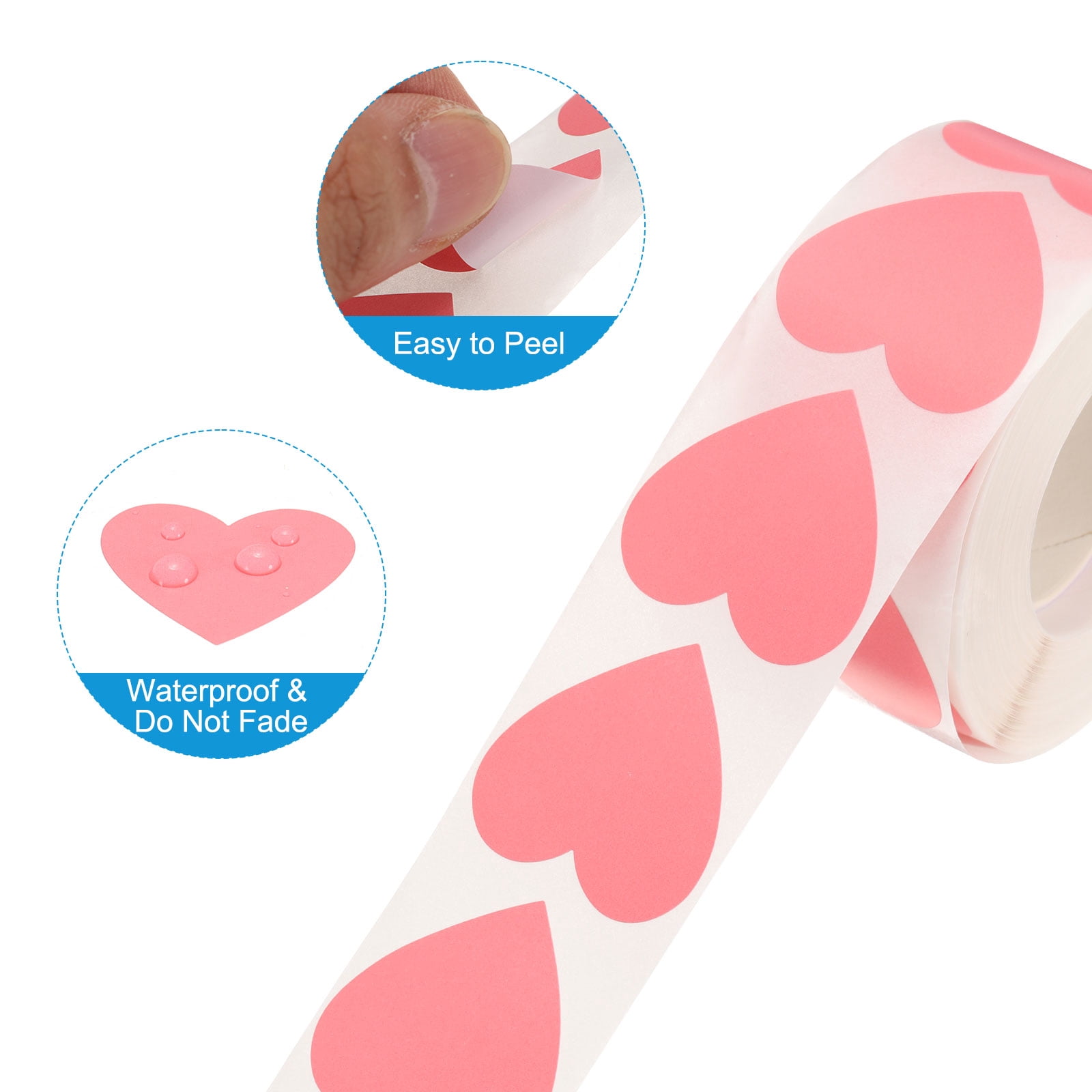 Unique Bargains Durable Heart Stickers Self-Adhesive Coding Labels for Crafts Pink