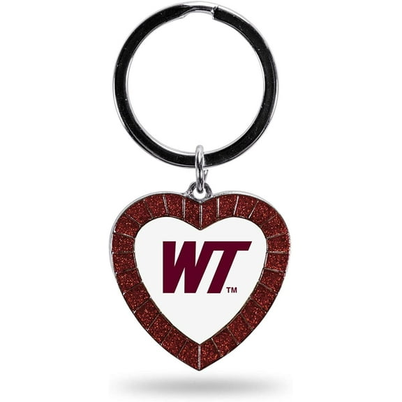 NCAA West Texas A&M Buffaloes NCAA Rhinestone Heart Colored Keychain, Maroon, 3-inches in length