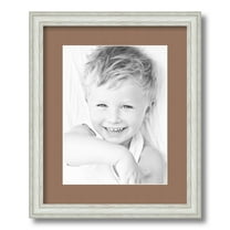 ArtToFrames 13x16" Matted Picture Frame with 9x12" Single Mat Photo Opening Framed in 1.25" Off White Wash on Ash and 2" Sandpiper Mat (FWM-4098-13x16)