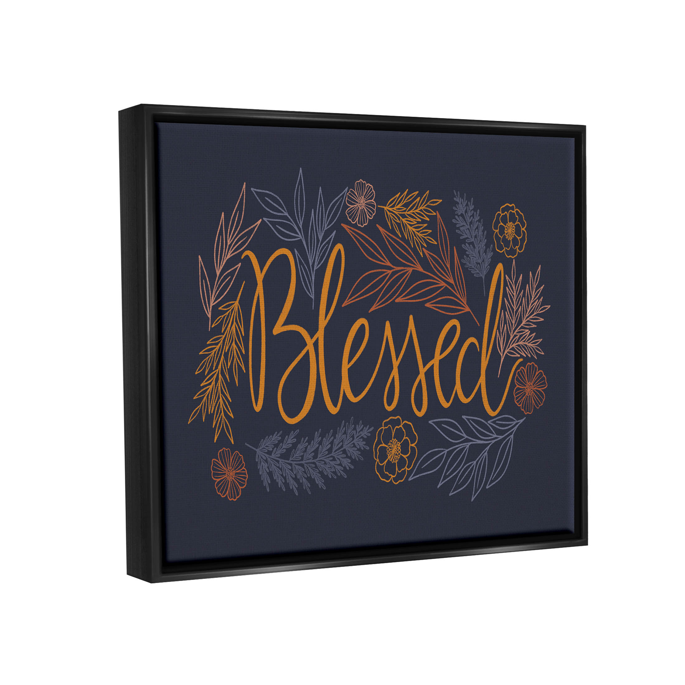 Blessed Botanical Herb Flowers Botanical & Floral Graphic Art Jet Black Framed Art Print Wall Art