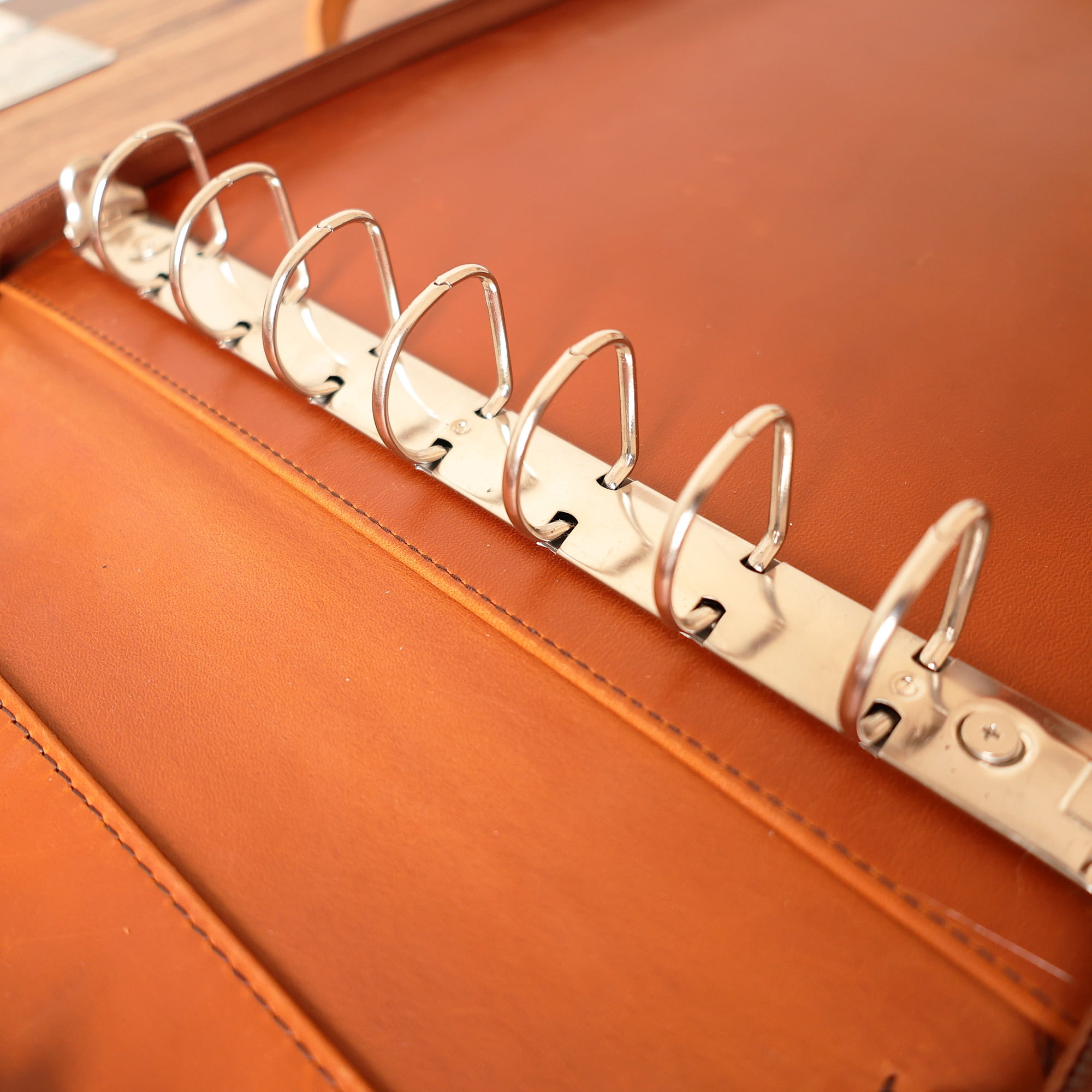 7 Ring Check Binder Cowhide Leather Check Portfolio for 3-Up Business Checks, Check Book Binder with Handle, Zippered Check Holder with 500 Check Capacity, Personalized Checkbook