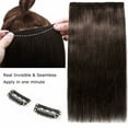 thumbnail image 3 of Benehair Clip in One Piece 100% Remy Real Human Hair 3/4 Full Head Straight for Women 8"-24" Brown Thick, 3 of 10