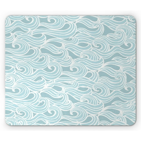 Antique Victorian Frame Aqua Mouse Pad, Abstract Ikat Frame Antique Victorian Style Floral Leaves Details Art Print, Rectangle Non-Slip Rubber Mousepad, Seafoam and White, by Ambesonne ()