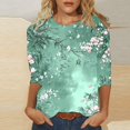 thumbnail image 2 of 3/4 Length Sleeve Shirts for Women New Summer Clothing Top Fashion Floral Print T-Shirts Women's Blouses Pullover Tops, 2 of 5
