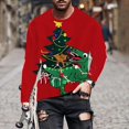 thumbnail image 3 of 2023 Automne Nouveaux Chandails à Manches Longues pour Hommes Imprimés Numériques Impression de Noël Coupe Ample Col Rond Chandail 3d Manches Longues, 3 of 5