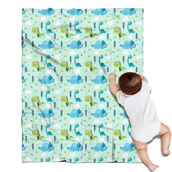 LightBlue Dinosaurs Trees Pattern Blanket,Comfortable Soft Lamb Wool Throw Blanket,All Season,Warm Lightweight Blankets for Sofa Bed Couch Living Room Chair,30"x40"