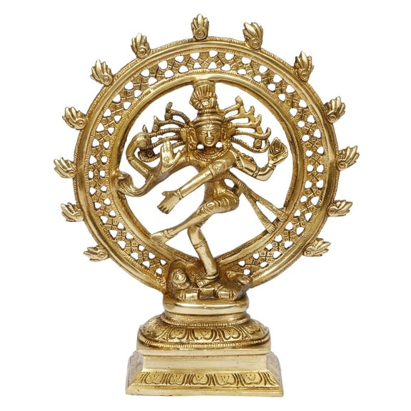 Brass World Brass Antique Shiva Natraj Nataraja Statue Hindu Religious Nataraj Dancing Showpiece Idol Home Temple Pooja Gifts Decor 9.5 Inch