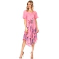 thumbnail image 5 of Sakkas Lida Womens Everyday Summer Relaxed Dress with Short Sleeves & Block Print - 19315-Pink - One Size Regular, 5 of 5