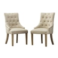 thumbnail image 4 of Tan Wingback Dining Chairs with Nail Heads / Add Natural Wood Grain, 4 of 6