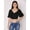 Black, variant on DressBerry Women's Printed Crop Top Blouse Balloon Sleeves Broad V Neck Casual Summer High Rise Short Slip Ontop