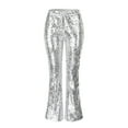 thumbnail image 5 of WILLBEST Pantalones Casuales de Mujer, de Cintura Alta, Acampanados, con Lentejuelas, Cómodos, Elásticos, de Largo Completo para Uso Diario y Actividades. Extra Grande, 5 of 5