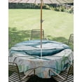 thumbnail image 2 of Outdoor Tablecloth with Umbrella Hole, Coastal Whale Spillproof Waterproof Outdoor Table Cover, Farmhouse Nautical Marine Life Starfish Patio Tablecloths for Party/Garden/Picnic, Round 54 inch, 2 of 9