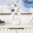 thumbnail image 2 of 7" x 11" White Polystone Curved Shaped Abstract Sculpture with Speckled Texturing, by DecMode, 2 of 9