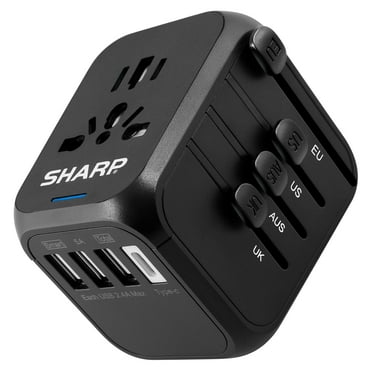 SHARP Travel Plug Adapter with Short-Circuit Protection