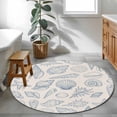 thumbnail image 3 of Blue Shell Coastal Round Area Rug 3.3Ft Washable Circle Rugs for Dining Room Table, Nautical Seaside Ocean Summer Beach Non-Slip Carpet Floor Mats Indoor Outdoor Carpet Runner Aesthetic Home Decor, 3 of 8