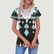 thumbnail image 2 of V Cuello Manga Corta Tops para las Mujeres Casual Botón Impresión Blusa de la Moda de Verano Tee, Ligero Mujer de Verano Tops, 2 of 5