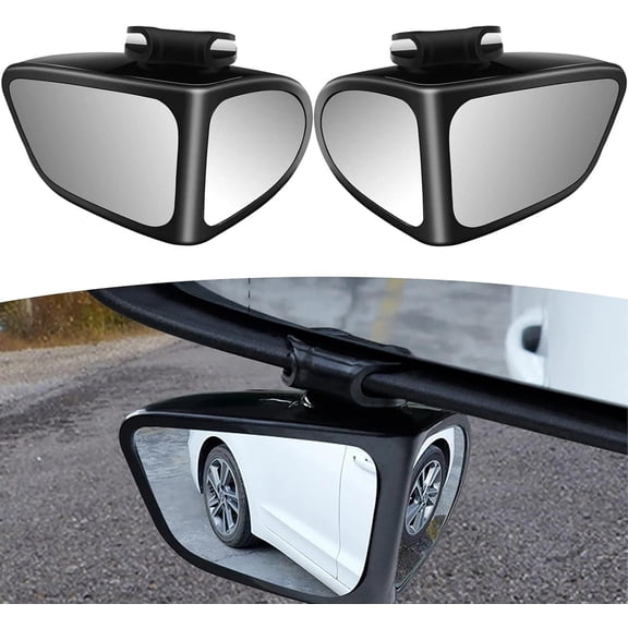 1 Pair Car Blind Spot Mirror, 360 Degree Rotation Adjustable Double Sided Wide Angle Convex Rear View Mirror for Car Front/Rear Wheels Observation(Black)