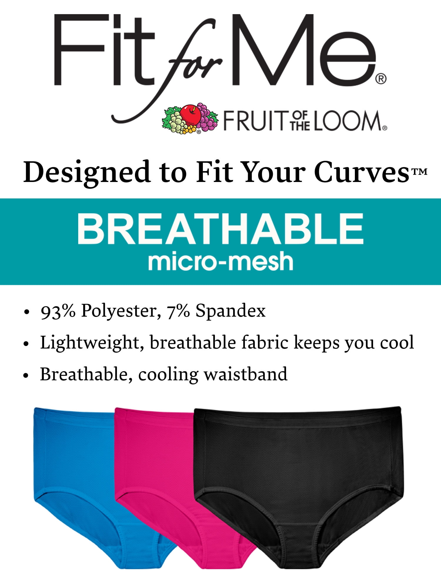 Fruit of the Loom Women's Breathable Underwear Regular & Plus Size Hi  Cut-Mic