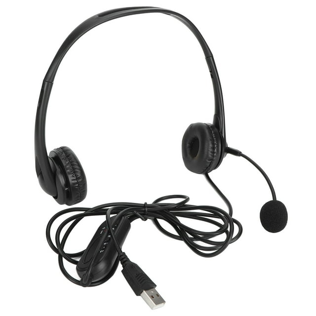 Auriculares manos libres estéreo con cable, binaurales, con cancelación de ruido para PC, para atención al cliente, venta de teléfonos, USB