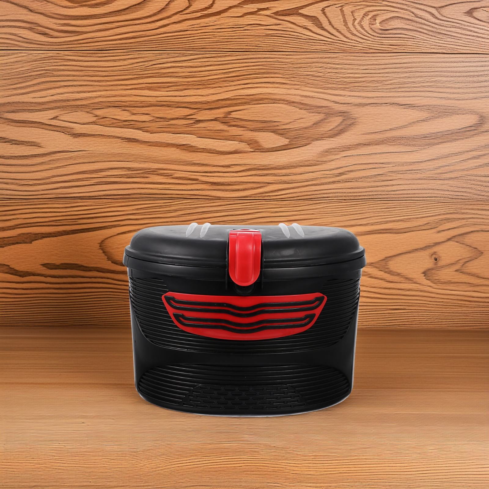 ETHZZLE Red Bike Storage Basket, Large Capacity Plastic Woven Basket Lock for Cycling