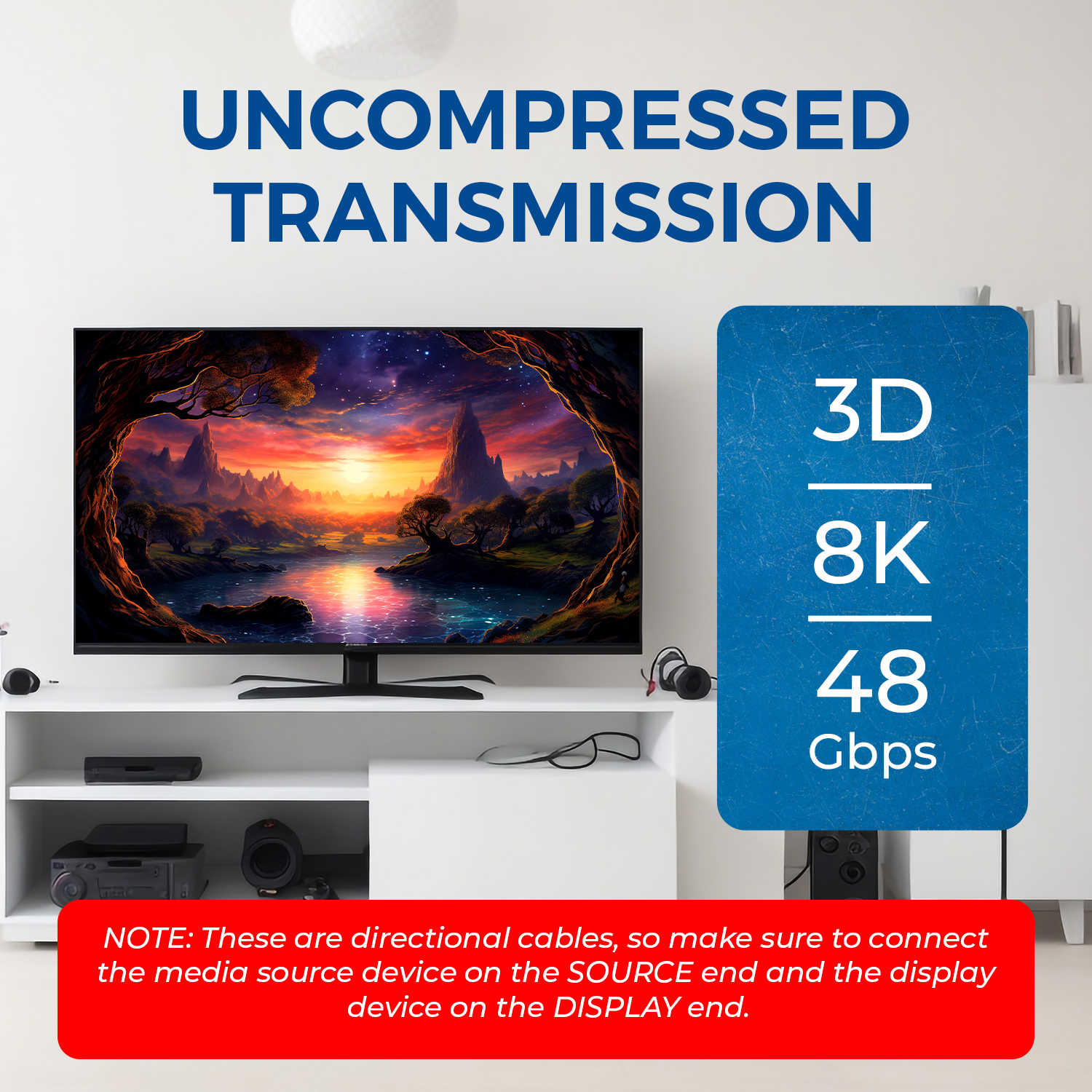 OREI 150ft HDMI™ AOC Hybrid Fiber Optic Cable UHD 8K60 (AOC-8K-150)