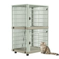 thumbnail image 3 of Uforic 2-Tier Cat Cage with Door Locks and Bottom,3-Door Design Plastic Cat Cage with Wheels and Ladder, 3 of 9