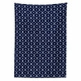 thumbnail image 2 of Geometric Tablecloth, Ornamental Nautical Themed Image with Marine Motifs Aquatic Elements, Rectangle Satin Table Cover Accent for Dining Room and Kitchen, 60" X 84", Dark Blue and White, by Ambesonne, 2 of 2