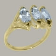 thumbnail image 3 of LBG British Made 18k Yellow Gold Natural Aquamarine Womens Trilogy Ring - 33 size options - Size 11.25, 3 of 5