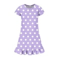 thumbnail image 4 of Abcomgle Girls Short Sleeve Dresses Casual A-Line Short Sleeve Midi Dress Polka Dot Ruffle Hem Swing Loose Sundresses with Pockets for 4-14t Kids, 4 of 4