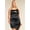 Black, variant on Plus Size Satin Asymmetrical Sleeveless Fitted Side Slit Detail Cocktail Mini Dress