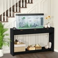 thumbnail image 4 of PHOYAL Fluted Black Console Table with 3 Drawers, Wave Entryway Table with Storage Shelf, Narrow Wood Sofa Table for Hallway Living Room, 4 of 7