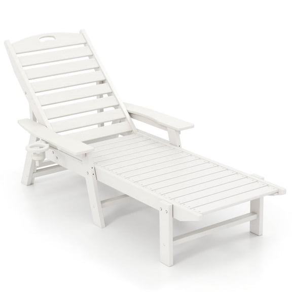 Canddidliike Patio Chaise Lounge Chair with 4 Position Backrest, Patio Chair for Outdoor, White