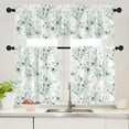 thumbnail image 2 of Yellow Flower Curtain for Kitchen Bathroom Beautiful White Floral Rod Pocket Window Tier Curtains Valance Set 3 Pcs Plant Printed Curtains 54 x 18 inches + 27.5 x 36 inches *2, 2 of 6