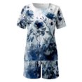 thumbnail image 1 of AYA Femmes Casual Mode Simple Col Rond Short à Manches Courtes Papillon Imprimé Deux Pièces Costume, 1 of 3
