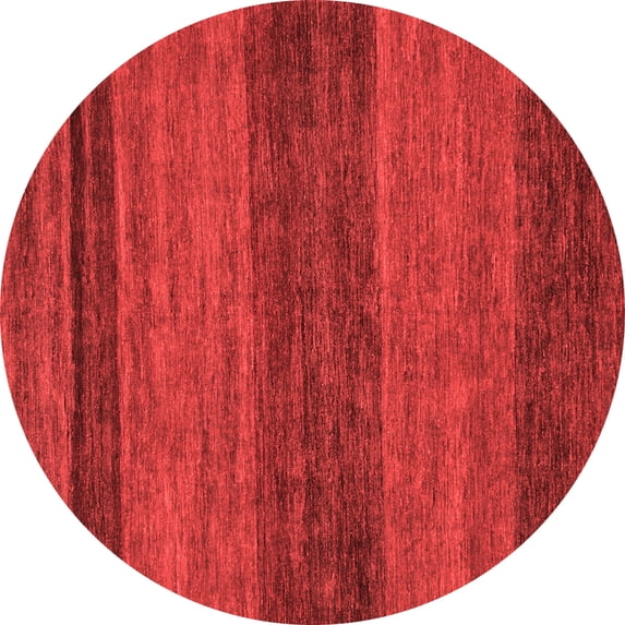 Ahgly Company Machine Washable Indoor Round Abstract Red Modern Area Rugs, 4' Round