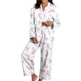 thumbnail image 2 of Women Christmas Pajamas Holiday Cute Print Long Sleeve Button down Sleepwear Nightwear Warm Womens Pajamas Cozy Loungewear, 2 of 5