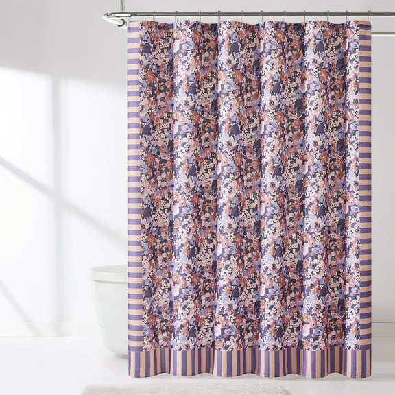 Lush Decor Alicia Camo Floral? Shower Curtain Single 72" W X 72" L Purple - Flower Bath Curtain - Purple Shower Curtain - Modern Bathroom Decor