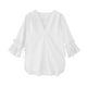 thumbnail image 3 of Camisa a rayas Blusa con cuello en V de verano Mujer Top casual con manga trompeta, Blanco, XXL Speravity AP001548-04B, 3 of 7