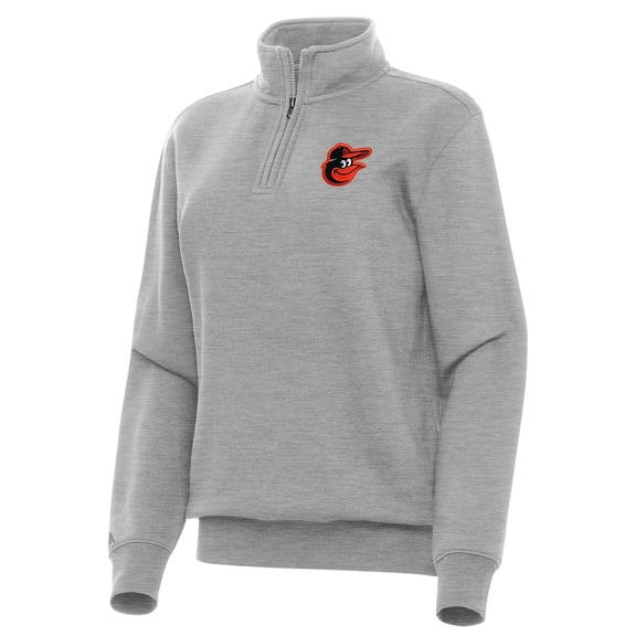 Women's Antigua Heather Gray Baltimore Orioles Victory Quarter-Zip Sweatshirt
